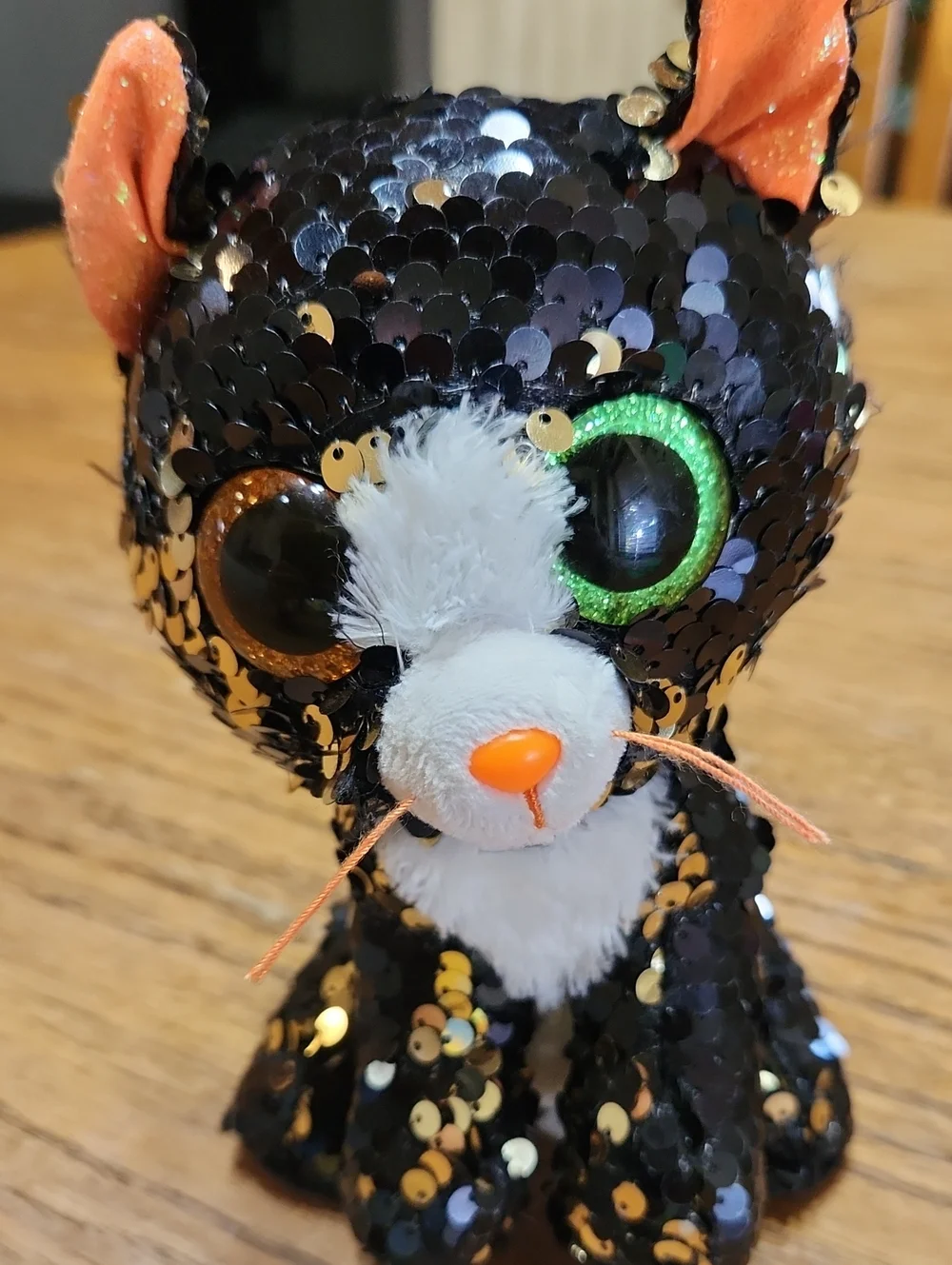 Ty Beanie Flippable Boo Sequin Black Cat Plush Toy